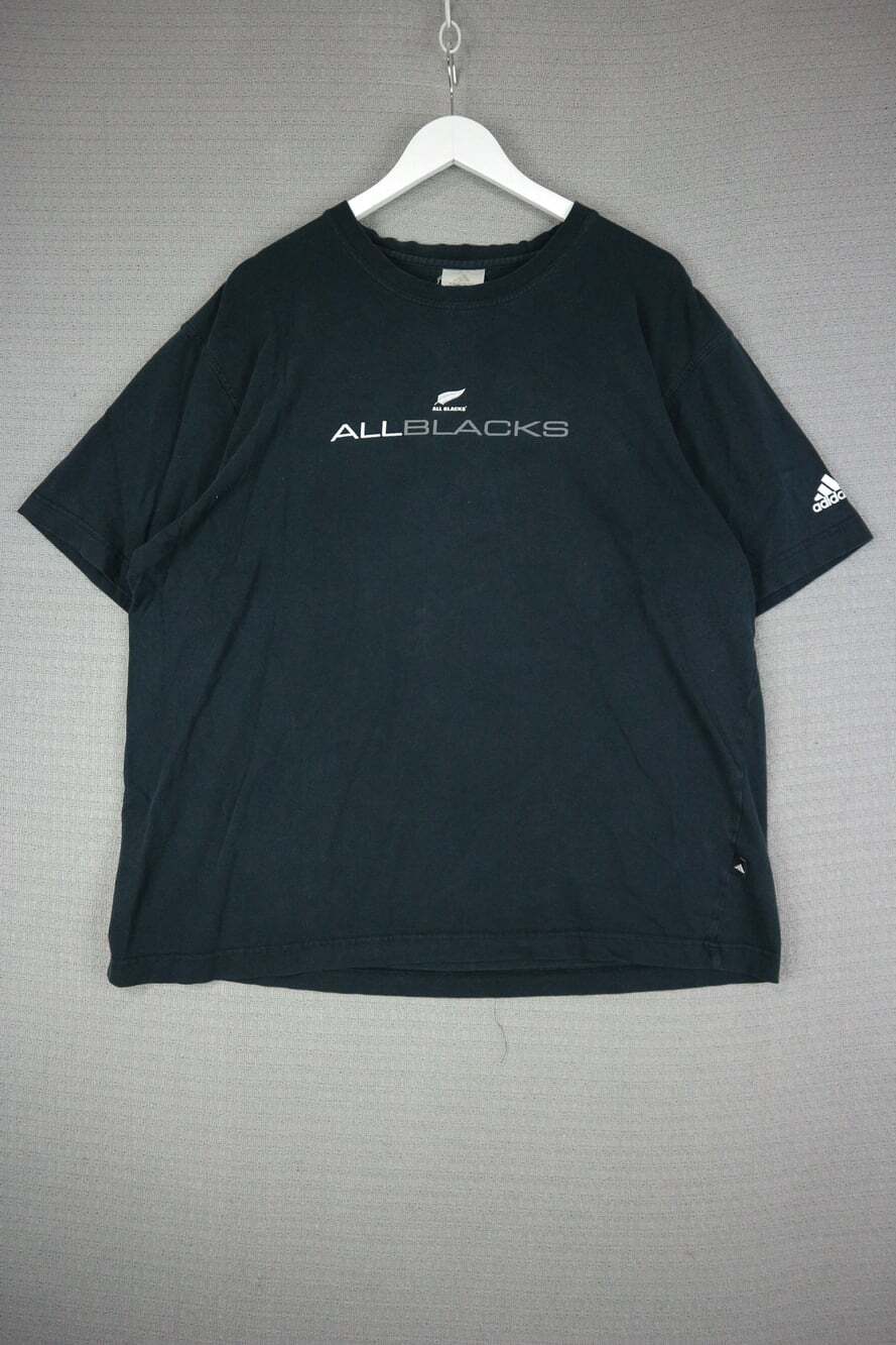 All Black Rugby Adidas Mens XXL Black Cotton Shirt